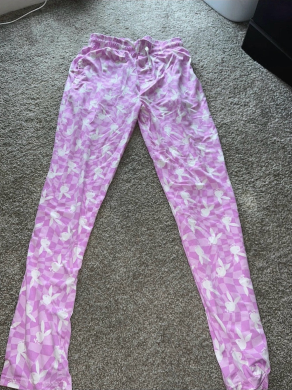 PLAYBOY Pink Checkered Bunny Lounge Pants - Picture 1 of 3